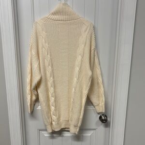 SHEIN Cream Turtle Neck Cable Knit Sweater
